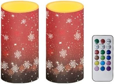 Battery Operated Flameless Candles with Remote and Timers Snowflake Flameless LED Pillar Candles for New Year Party Decoration Battery Tea Lights by Merkmak
