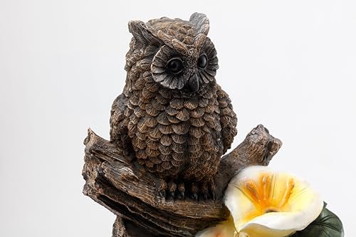 28" Outdoor Water Fountain with Led Lights, 4-Tiered Owl & Calla Lil Water Fountain, Outdoor Garden Waterfall Decor for Garden, Patio, Courtyard - Image 7