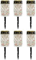 Poceacles Cross Grave Lights for Cemetery Solar Lights for Grave Solar Candle Solar Lantern Light Walkway Lights Waterproof Landscape Lighting for Loss of Mom Dad, Floral Cross White, Pack of 6 by Poceacles