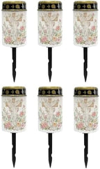 Poceacles Cross Grave Lights for Cemetery Solar Lights for Grave Solar Candle Solar Lantern Light Walkway Lights Waterproof Landscape Lighting for Loss of Mom Dad, Floral Cross White, Pack of 6 by Poceacles