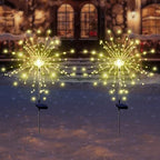 Solar Garden Firework Lights, 4 Pack, Waterproof, 120 LED, Outdoor, Warm White, Pathway, Patio, Party Decorations - Image 3