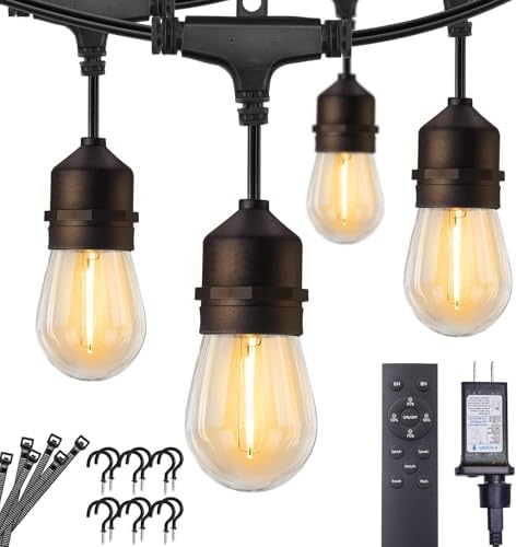 Outdoor String Lights, 157FT 50 Bulbs Shatterproof Patio Lights with Remote by Brightown