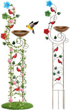 YADOOLIFE 57” Bird Bath with Garden Trellis for Climbing Plants Outdoor, Small Decorative Trellises Metal Birdbath Bird Baths, 1 Piece (Redbird) by YADOOLIFE