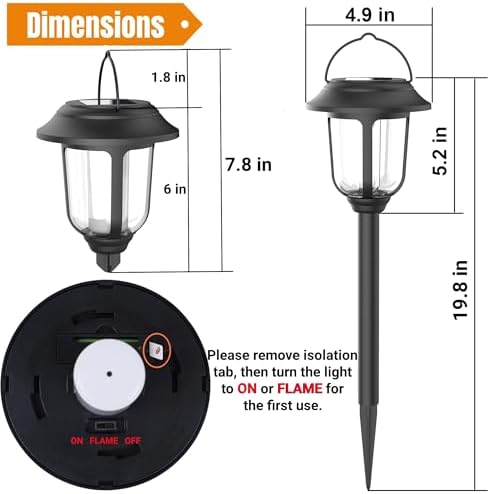 Dynaming Dual Use Solar Flame Lights Outdoor 6 Pack, Solar Flickering Flame Pathway Lights, Hanging Lantern Light, Auto On/Off & Waterproof for Garden Lawn Patio Yard Walkway Deck Driveway - Image 2