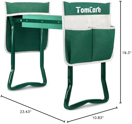 TomCare Upgraded Garden Kneeler Seat Widen Soft Kneeling Pad Garden Stools Garden Bench with 2 Large Tool Pouches Outdoor Foldable Gardening Gifts for Women Men Gardeners, Green - Image 3