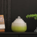 Indoor and Outdoor Fountain Water Feature Fall Ceramic Home Office Decoration mini Tabletop Desktop (Green with Ball S091) - Image 2