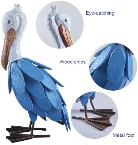 Pelican Statue Bird Sculpture Ornaments Wood Metal Crane Figurines Table Top for Living Room Bedroom Office Decoration… - Image 2