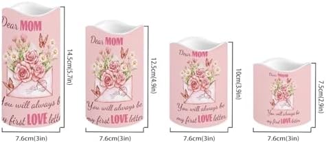 Dear Mom Flameless Light Candles with Remote Timer Battery Operated Candles Color Changing Fake Pillar Candles Tea Lights Home Mothers Day Decorations - Image 2
