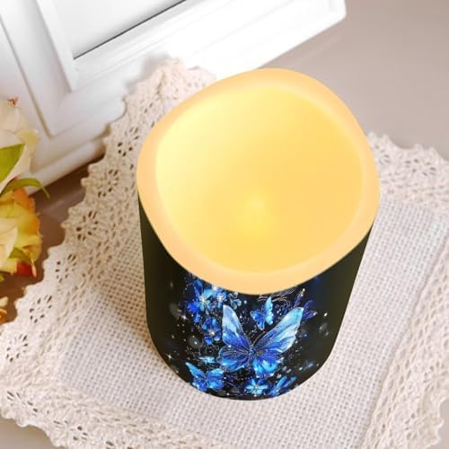 LED Flameless Candles with Remote Set of 4 Butterfly Battery Operated Pillar Candles with Timer Color Changing Electric Candles for Wedding Table Festival Decorations - Image 6