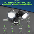 ALUSSO Motion Sensor Outdoor Lights, 30W 3500LM Flood Lights Outdoor 120V, 3 Modes (Dusk to Dawn/Auto/On Time), 3CCT 3000K/4000K/6500K Waterproof Hardwired Security Light ETL Listed for Porch, 2PCS - Image 3