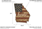 Georgia "Home" State Shape Sign — Vintage American Flag Wall Decor — UV-Printed Aluminum (Not Real Wood) — Patriotic State Pride Art for Indoors & Outdoors — Made in USA - Image 2
