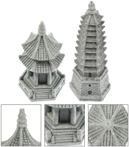 Set of 2 Pagoda Garden Miniature Sculptures - Zen Tower Decor Statues for Indoor and Outdoor Fairy Gardens - Asian Figurines for Chinese Outdoor Pagoda Decor for Home and Garden Enthusiasts - Image 7