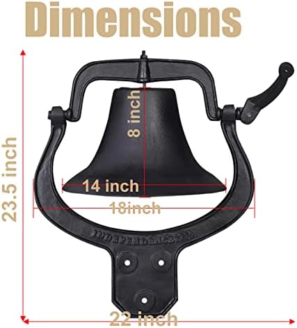 14 Inch Large Cast Iron Farmhouse Dinner Bell - Outdoor Church School Vintage Front Door Bell With Nice and Clear Tone for Outside Farmhouse - Image 4