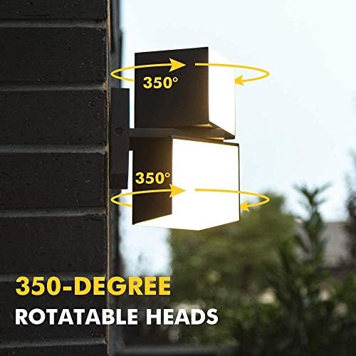 LUTEC Cuba Dusk to Dawn Outdoor Wall Lights, 3000K 1100LM LED Integrated Porch Wall Light Outdoor, IP54 Waterproof Aluminum Wall Sconce Exterior Light for Porch Patio Garage-Black - Image 3