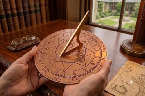 Handcrafted Copper Garden Sundial, Engraved Compass Metal Outdoor Decor (8 Inch) - Image 3