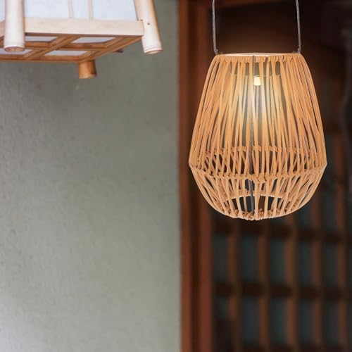 Solar Lantern Decorative LED Outdoor Patio Hanging Rattan Lamp Xmas - Image 5
