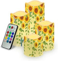Sunflower Hummingbird Flickering Flameless Candles Pillar LED Candles with Remote and Timer Set of 4 Color Changing Battery Operated Candles for Home Decoration by Uorisanigo