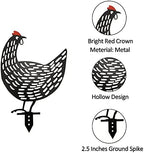 AOZITA 5 PCS 13 inch Metal Chicken Yard Art Garden Decorative Stake Hollow Out Rooster Animals Silhouette Statue Decor, Pathway, Floor, Garden, Lawn, Outdoor Decoration - Image 3