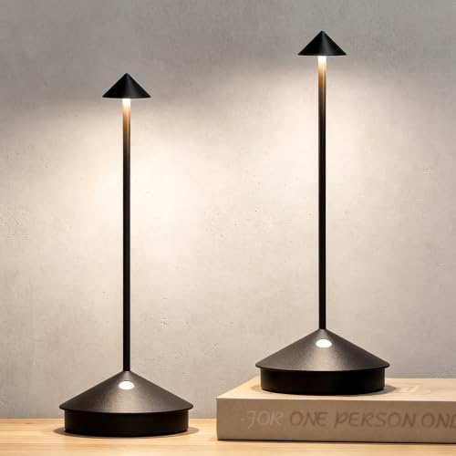 2-Pack Cordless Rechargeable Table Lamps (Black Classic) by DevSolaLighting