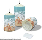 Cozeyat Flickering Flameless Candles with Remote Summer Beach Starfish Scenery Design LED Tea Lights 3 Pack, Candles Battery Operated Pillar LED Candles Table Centerpiece - Image 3