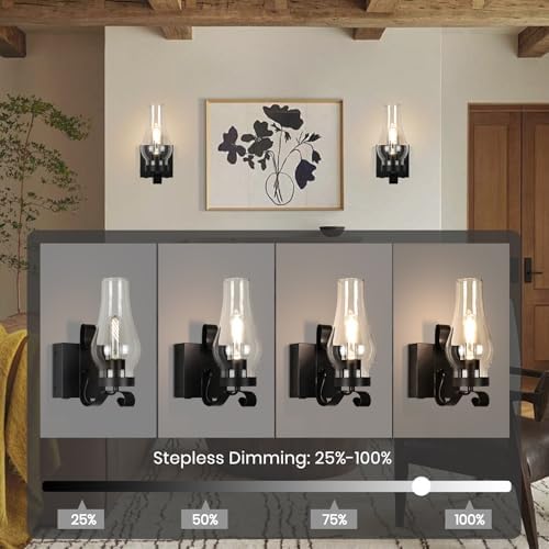 Battery Operated Wall Sconces, Rustic Wall Lights Set of 2, Non-Hardwired Antique Kerosene Wall Lamps, Vintage Bedside Wall Sconces with Remote Control for Living Room, Bedroom, Hallway etc - Image 2
