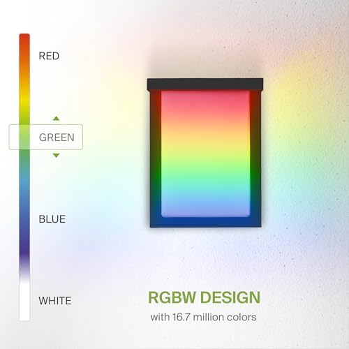 ASD LED 8" Outdoor Wall Light, Smart Front Door House Sconce | RGBW, Work with Alexa, Waterproof, ETL Listed | 12W 840LM 2700-6500K 100-277V | Exterior Lighting Fixture, Porch Lamp | Black, 4 Pack - Image 4