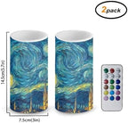 Starry Nights Flameless Candles with Remote Set of 2 Battery Operated Candles with Timer Outdoor Lanterns Waterproof Flameless Pillar Lights for Dining Table Decoration - Image 2