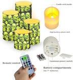 Battery Operated Candles with Timer 4 Pack Green Skull Lemon Flameless LED Candles Bulk with Remote for Home Decoration Electric Plastic Pillar Lights - Image 2