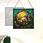 Floating Bubble Nest Gnome Stained Glass Suncatcher – Square Hanging Window Panel for Home or Greenhouse – Whimsical Glass Art Gift for Garden Lovers, Christmas, Halloween, Father Days PdPnfS - Image 4