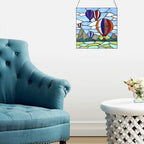 PA0002 Stained Glass Hanging Panel-12" Wx12"H Window Suncatcher Window Décor Tiffany Style Wall Décor Hanging Art,Hot Air Balloons. - Image 5