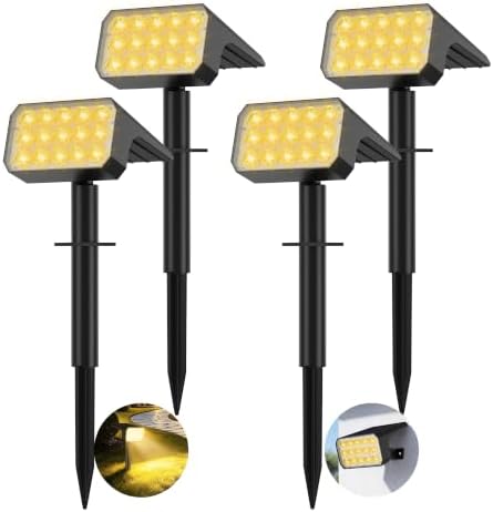 Solar Spot Lights Outdoor Waterproof, 4 Pack, 75 LED Warm White by Flaow