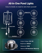 HIBOITEC RGBWW Underwater Pond Light with 12V Timer Transformer, 6 Head - Image 2