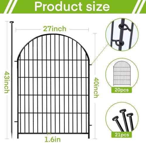 ADAVIN 20 Panels Garden Fence with Gate, 40in Fencing for Yard, 43.7Ft - Image 2