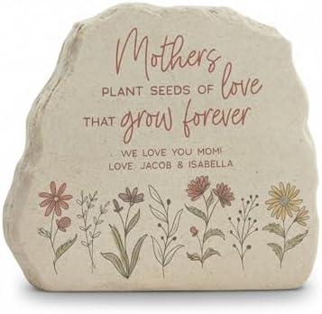 Personalization Universe Love Blooms Here Personalized Garden Stone, Custom for Grandma, Engraved Grandmas Garden Decor, Decorative Yard Stepping Stone - Image 3