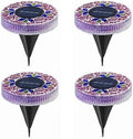 Outdoor Waterproof Mosaic Solar Ground Lights, Solar Disc Lights Outdoor Waterproof, Waterproof Colorful Glass LED Stake for Pathway Walkway Yard Patio Lawn(Purple) by Unknown