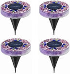 Outdoor Waterproof Mosaic Solar Ground Lights, Solar Disc Lights Outdoor Waterproof, Waterproof Colorful Glass LED Stake for Pathway Walkway Yard Patio Lawn(Purple) by Unknown