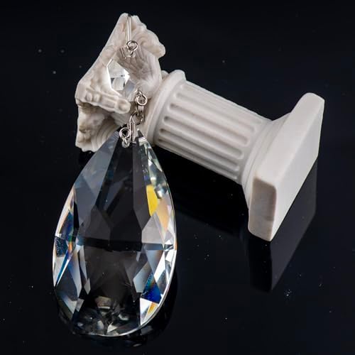 12pcs 63mm Clear Teardrop Crystal Chandelier Prisms Replacement Parts, Hanging Glass Beads for Chandelier Decoration,Suncatcher Fengshui Decoration (Clear Beads with Silver Plated Pin, 63mm(2.5")) - Image 4