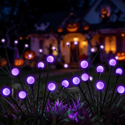 Solar Firefly Lights Outdoor Purple Halloween Garden Decor 4 Pack by Unknown