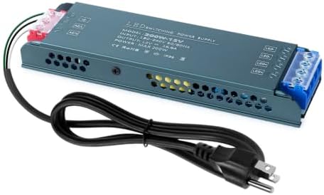 QNNP® LED Driver 200 Watts 12V with Plug Low Voltage Transformer Power Supply Transformer Adapter AC 100V-265V to 12V DC, LED Power Supply for Indoor Lighting by qnnplighting
