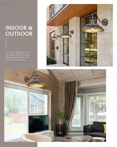 FEMILA 18" ORB Barn Light - Outdoor/Indoor Waterproof Wall Sconce for Garden, Courtyard & Entryway, Farmhouse Industrial Style, 4FY15-1WL ORB - Image 4