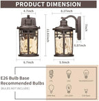 Darkaway Outdoor Wall Light Fixture,Outside Porch Lights Wall Mounted Amber Ripple Glass 2pcs Modern Exterior Waterproof Wall Sconce Lighting for House Front Door Garage - Image 4