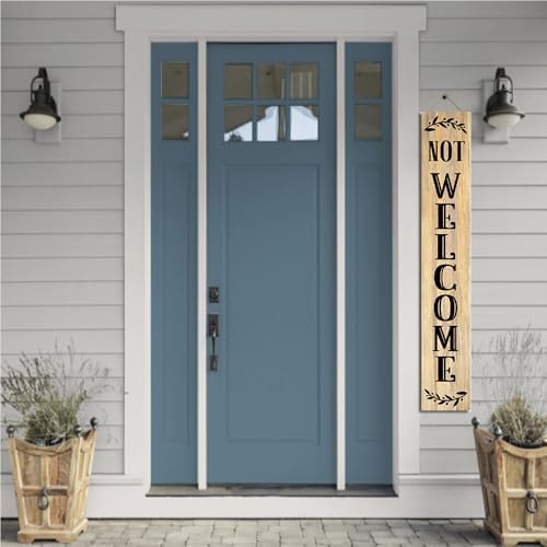 Unwelcome Porch Sign Go Away For Front Door Wooden Vertical Standing Hanging Decorations Spring Summer Farmhouse Outdoor Yard Housewarming Present 8x64inch - Image 5