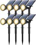 Tadyreal 8 Pack Solar Spot Lights Outdoor Waterproof 180 Adjustable Solar Powered Landscape Lights for Yard, Garden, Pathway, Porch, Pool, Wall, 4 Lighting Modes, Warm White by TadyrealSolarLights