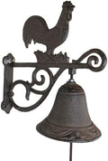 Ebros Gift Cast Iron Rustic Vintage Western Farmhouse Rooster Chicken Door Wall Dinner Yard Bell Outdoor Southwestern Farm Cowboy Cowgirl Accent Bells by EbrosGift