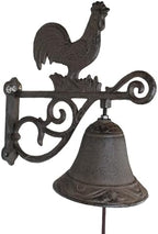 Ebros Gift Cast Iron Rustic Vintage Western Farmhouse Rooster Chicken Door Wall Dinner Yard Bell Outdoor Southwestern Farm Cowboy Cowgirl Accent Bells by EbrosGift
