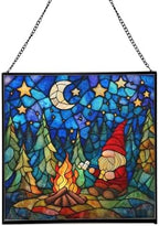 Camping Gnome Delight Stained Glass Suncatcher – Square Hanging Window Panel for Home or Greenhouse – Whimsical Glass Art Gift for Garden Lovers, Christmas, Halloween, Father Days PbwBv7 by Custom