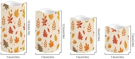 Flameless Candles Battery Operated Candles with Remote Control and Timers Color Changing Thanksgiving Day Party Decoration Flickering LED Pillar Candles Set of 4 Fall Maple Leaves - Image 2