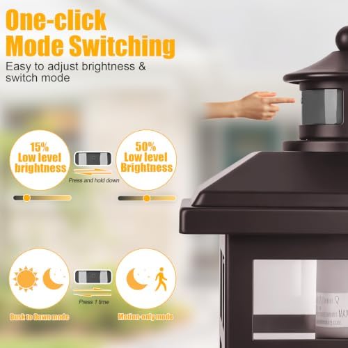 16” Motion Sensor Modern Exterior Light Bronze Outside Porch Lights - Image 4