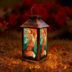 Solar Lantern Mid Century Stained Glass Fox Outdoor Waterproof Garden Hanging Lantern Solar Powered Lighting Outside Solar Light for Patio Yard Camping, Gifts for Women Mom by Unknown