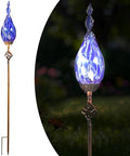 Solar Garden Lights Outdoor, Decorative LED Flame Garden Stakes, Hand Blown Glass and Outdoor Waterproof Glass Stakes (Dark Blue) by Unknown